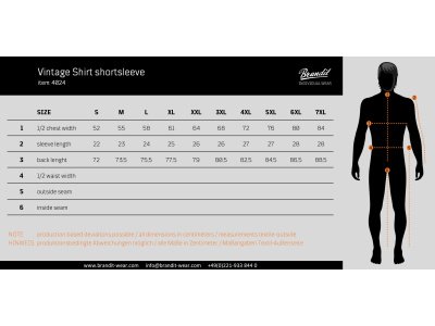 kosulja brandit vintage size chart