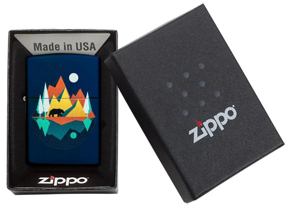 zippo Geometric Bear and Mountains Design 5 zippo Geometric Bear and Mountains Design 5
