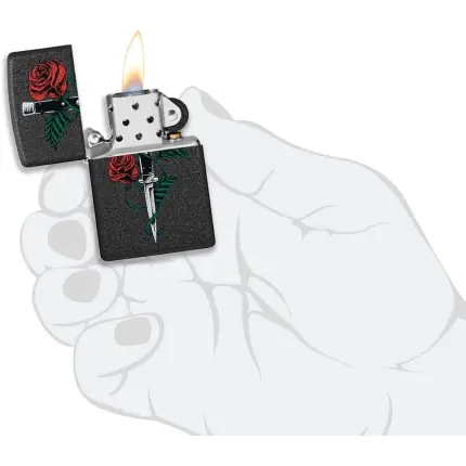 Upaljac Zippo Rose Knife Dragger tattoo #49778 Black OS 4