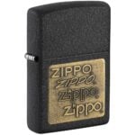 Zippo upaljač 362 Brass Logo Emblem Black Crackle